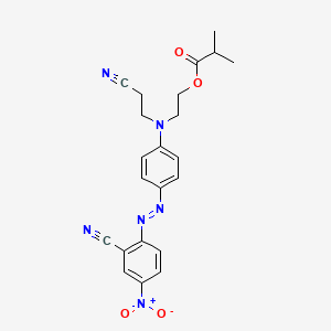 molecular formula C22H22N6O4 B13765014 Propanoic acid, 2-methyl-, 2-[(2-cyanoethyl)[4-[(2-cyano-4-nitrophenyl)azo]phenyl]amino]ethyl ester CAS No. 73309-52-1
