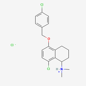molecular formula C19H22Cl3NO B13765121 1-Naphthylamine, 1,2,3,4-tetrahydro-8-chloro-5-(4-chlorobenzyloxy)-N,N-dimethyl-, hydrochloride CAS No. 67293-10-1