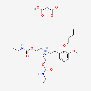molecular formula C26H43N3O10 B13765156 Carbamic acid, ethyl-, diester with (2-butoxy-3-methoxyphenethyl)iminodiethanol, malonate, hydrate CAS No. 72017-46-0