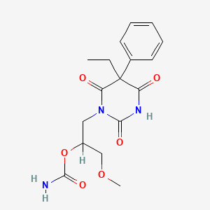 molecular formula C17H21N3O6 B13765171 Barbituric acid, 5-ethyl-1-(2-hydroxy-3-methoxypropyl)-5-phenyl-, carbamate (ester) CAS No. 64038-13-7