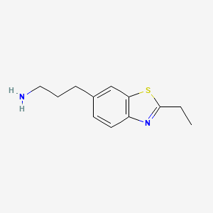 molecular formula C12H16N2S B13765321 3-(2-Ethyl-1,3-benzothiazol-6-yl)-1-propanamine 