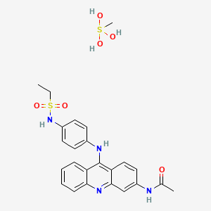 molecular formula C24H28N4O6S2 B13765348 N-[9-({4-[(Ethanesulfonyl)amino]phenyl}imino)-9,10-dihydroacridin-3-yl]ethanimidic acid--(trihydroxy-lambda~4~-sulfanyl)methane (1/1) CAS No. 53221-98-0