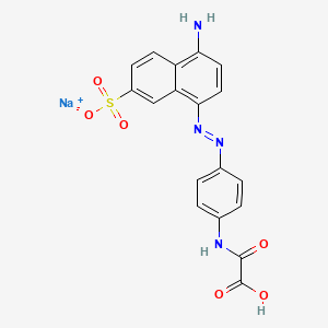 molecular formula C18H13N4NaO6S B13765456 Acetic acid, ((4-((4-amino-7-sulfo-1-naphthalenyl)azo)phenyl)amino)oxo-, sodium salt CAS No. 68400-55-5