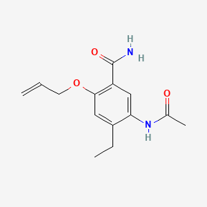 molecular formula C14H18N2O3 B13765486 Benzamide, 5-acetamido-2-allyloxy-4-ethyl- CAS No. 73664-64-9
