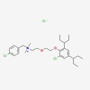 molecular formula C29H44Cl3NO2 B13765700 Ammonium, (p-chlorobenzyl)(2-(2-(6-chloro-2,4-bis(1-ethylpropyl)phenoxy)ethoxy)ethyl)dimethyl-, chloride CAS No. 66902-76-9