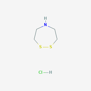 molecular formula C4H10ClNS2 B1376572 1,2,5-Dithiazepane hydrochloride CAS No. 23353-11-9