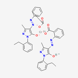 molecular formula C38H32CrN8O6.H<br>C38H33CrN8O6 B13765919 Chromate(1-), bis(2-((1-(2-ethylphenyl)-4,5-dihydro-3-methyl-5-(oxo-kappaO)-1H-pyrazol-4-yl)azo-kappaN1)benzoato(2-)-kappaO)-, hydrogen CAS No. 71598-32-8