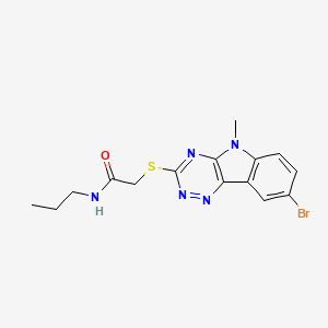 molecular formula C15H16BrN5OS B13765979 Acetamide,2-[(8-bromo-5-methyl-5H-1,2,4-triazino[5,6-B]indol-3-YL)thio]-N-propyl- 