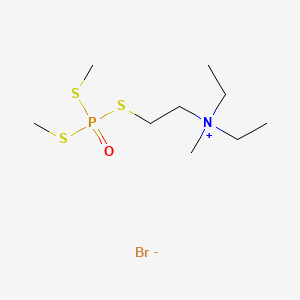 molecular formula C9H23BrNOPS3 B13766025 Diethyl(2-mercaptoethyl)methylammonium bromide S-ester with S,S-dimethyl phosphorotrithioate CAS No. 4936-67-8