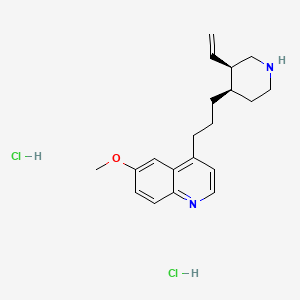 molecular formula C20H28Cl2N2O B13766068 Quinoline, 4-(3-(3-ethenyl-4-piperidinyl)propyl)-6-methoxy-, dihydrochloride, (3R-cis)- CAS No. 65843-79-0