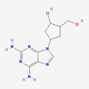 molecular formula C11H16N6O2 B13766077 4-(2,6-Diaminopurin-9-yl)-2-(hydroxymethyl)cyclopentan-1-ol CAS No. 91296-15-0