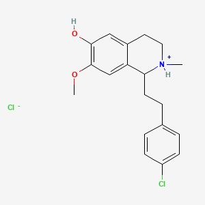 molecular formula C19H23Cl2NO2 B13766086 6-Isoquinolinol, 1,2,3,4-tetrahydro-1-(4-chlorophenethyl)-7-methoxy-2-methyl-, hydrochloride CAS No. 64047-42-3