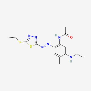 molecular formula C15H20N6OS2 B13766333 Acetamide, N-[5-(ethylamino)-2-[[5-(ethylthio)-1,3,4-thiadiazol-2-yl]azo]-4-methylphenyl]- CAS No. 63467-24-3