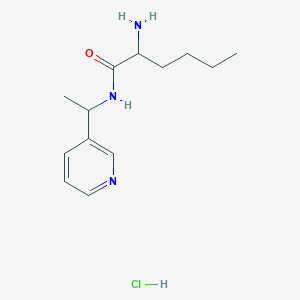 molecular formula C13H22ClN3O B1376645 2-amino-N-[1-(pyridin-3-yl)ethyl]hexanamide hydrochloride CAS No. 1423023-82-8