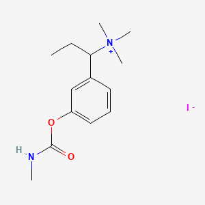 molecular formula C14H23IN2O2 B13766517 Carbamic acid, methyl-, 3-(alpha-trimethylammoniopropyl)phenyl ester, iodide CAS No. 63981-66-8