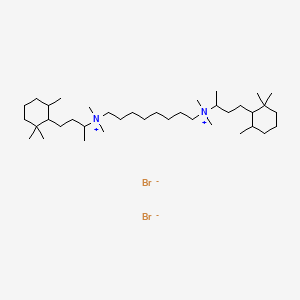 molecular formula C38H78Br2N2 B13766617 Ammonium, octamethylenebis(1-methyl-3-(2,2,6-trimethylcyclohexyl)propyl)bis(dimethyl-, dibromide CAS No. 66968-03-4