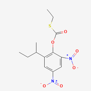 molecular formula C13H16N2O6S B13766625 S-Ethyl O-(2-(1-methylpropyl)-4,6-dinitrophenyl) carbonothioate CAS No. 6074-15-3