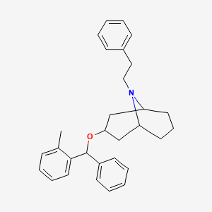 molecular formula C30H35NO B13766776 N-Phenethyl-norgranatanol-3-alpha-(2-methylbenzhydryl)aether [German] CAS No. 6606-01-5