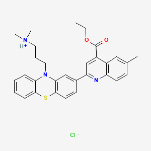 molecular formula C30H32ClN3O2S B13766822 Cinchoninic acid, 2-(10-(3-(dimethylamino)propyl)-2-phenothiazinyl)-6-methyl-, ethyl ester, hydrochloride CAS No. 72170-35-5