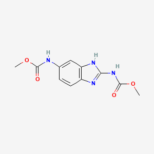 molecular formula C11H12N4O4 B13767082 Carbamic acid, 1H-benzimidazole-2,5-diylbis-, dimethyl ester CAS No. 61837-78-3
