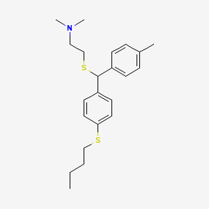 molecular formula C22H31NS2 B13767096 ETHYLAMINE, 2-((p-(BUTYLTHIO)-alpha-(p-TOLYL)BENZYL)THIO)-N,N-DIMETHYL- CAS No. 7799-35-1