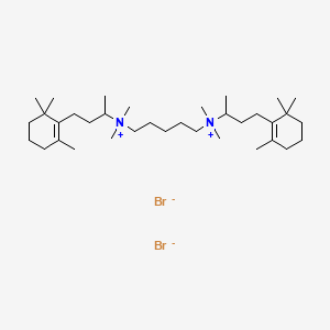 molecular formula C35H68Br2N2 B13767109 Ammonium, pentamethylenebis(1-methyl-3-(2,6,6-trimethyl-1-cyclohexen-1-yl)propyl)bis(dimethyl-, dibromide, sesquihydrate CAS No. 66827-13-2