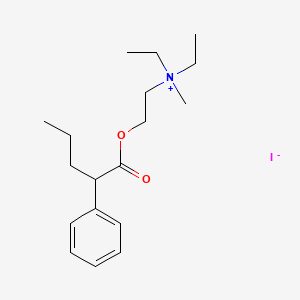 molecular formula C18H30INO2 B13767216 Ammonium, diethyl(2-hydroxyethyl)methyl-, iodide, 2-phenylvalerate CAS No. 73664-05-8