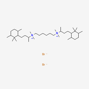 molecular formula C38H78Br2N2 B13767303 Ammonium, hexamethylenebis(1-methyl-3-(2,2,3,6-tetramethylcyclohexyl)propyl)bis(dimethyl-, dibromide, hydrate CAS No. 72017-48-2