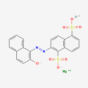 molecular formula C20H12MgN2O7S2 B13767590 Hydrogen (2-((2-hydroxy-1-naphthyl)azo)naphthalene-1,5-disulphonato(3-))magnesate(1-) CAS No. 67939-69-9