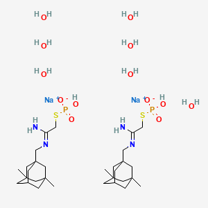 molecular formula C30H66N4Na2O13P2S2 B13767610 Disodium;[2-amino-2-[(3,5-dimethyl-1-adamantyl)methylimino]ethyl]sulfanyl-hydroxyphosphinate;heptahydrate CAS No. 67293-76-9