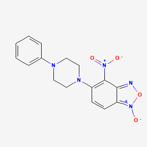molecular formula C16H15N5O4 B13767624 Benzofurazan, 4-nitro-5-(4-phenyl-1-piperazinyl)-, 1-oxide CAS No. 65427-84-1