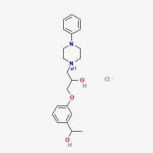 molecular formula C21H29ClN2O3 B13767662 Benzyl alcohol, alpha-methyl-3-((2-hydroxy-3-(4-phenylpiperazinyl))propoxy)-, hydrochloride CAS No. 63991-29-7