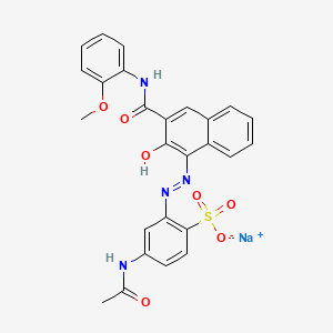 molecular formula C26H21N4NaO7S B13767692 N-Acetyl-2-((2-hydroxy-3-((2-methoxyphenyl)carbamoyl)-1-naphthyl)azo)sulfanilic acid, sodium salt CAS No. 72269-59-1