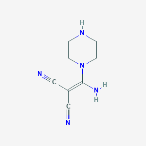 molecular formula C8H11N5 B13767718 Propanedinitrile,(amino-1-piperazinylmethylene)-(9ci) 