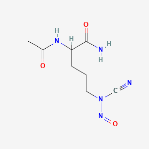 molecular formula C8H13N5O3 B13767732 Cyanamide, N-(4-acetamido-4-carbamoylbutyl)-N-nitroso- CAS No. 55941-39-4