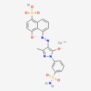 molecular formula C20H15CuN5O7S2 B13767814 Copper(2+) 3-methyl-4-[(8-oxido-5-sulfonaphthalen-1-yl)diazenyl]-1-(3-sulfamoylphenyl)-1H-pyrazol-5-olate CAS No. 72391-07-2
