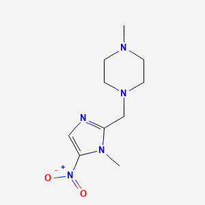 molecular formula C10H17N5O2 B13767817 Piperazine, 1-methyl-4-((1-methyl-5-nitro-1H-imidazol-2-yl)methyl)- CAS No. 54387-29-0