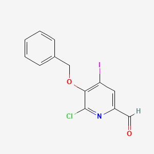 molecular formula C13H9ClINO2 B1376789 5-(Benzyloxy)-6-chloro-4-iodo-2-pyridinecarbaldehyde CAS No. 1353877-99-2