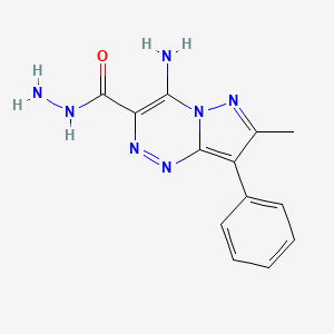 molecular formula C13H13N7O B1376793 4-Amino-7-methyl-8-phenylpyrazolo[5,1-c][1,2,4]triazine-3-carbohydrazide CAS No. 1374509-33-7