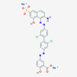 molecular formula C29H17Cl2N5Na2O7S B13768173 Disodium 5-((4'-((2-amino-8-hydroxy-6-sulphonato-2-naphthyl)azo)-2,2'-dichloro(1,1'-biphenyl)-4-yl)azo)salicylate CAS No. 71215-83-3