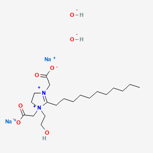 molecular formula C20H38N2Na2O7 B13768177 Disodium 1,3-bis(carboxymethyl)-4,5-dihydro-1-(2-hydroxyethyl)-2-undecyl-1H-imidazolium dihydroxide CAS No. 68527-99-1