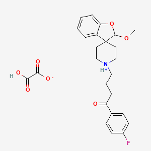 molecular formula C25H28FNO7 B13768371 Butyrophenone, 4'-fluoro-4-(2-methoxyspiro(benzofuran-3(2H),4'-piperidin)-1'-yl)-, oxalate, hemihydrate CAS No. 73962-22-8