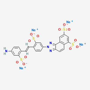 molecular formula C24H14N4Na4O12S4 B13768434 Tetrasodium 2-(4-(2-(4-amino-2-sulphonatophenyl)vinyl)-3-sulphonatophenyl)-2H-naphtho(1,2-d)triazole-6,8-disulphonate CAS No. 67875-19-8
