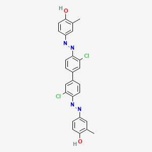 molecular formula C26H20Cl2N4O2 B13768473 Phenol, 4,4'-[(3,3'-dichloro[1,1'-biphenyl]-4,4'-diyl)bis(azo)]bis[2-methyl- CAS No. 49744-32-3