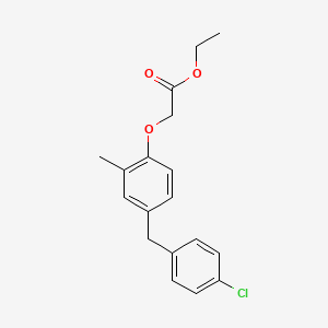 molecular formula C18H19ClO3 B13768512 Acetic acid, 2-(4-(4-chlorobenzyl)-2-methylphenoxy)-, ethyl ester CAS No. 71548-25-9