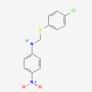 molecular formula C13H11ClN2O2S B13768563 ANILINE, N-(p-CHLOROPHENYLTHIOMETHYL)-p-NITRO- CAS No. 6631-87-4