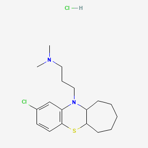 molecular formula C18H28Cl2N2S B13768733 Benzo(b)cyclohepta(e)(1,4)thiazine, 5a,6,7,8,9,10,10a,11-octahydro-2-chloro-11-(3-(dimethylamino)propyl)-, hydrochloride CAS No. 54969-07-2