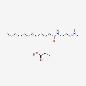 molecular formula C17H36N2O.C3H6O2<br>C20H42N2O3 B13768911 Lauramidopropyl dimethylamine propionate CAS No. 67801-62-1