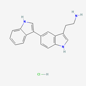 molecular formula C18H18ClN3 B13769010 Indole, 5-(3-indolyl)-3-(aminoethyl)-, hydrochloride CAS No. 70753-13-8