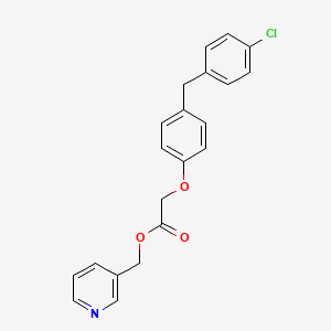 molecular formula C21H18ClNO3 B13769028 Acetic acid, 2-(4-(4-chlorobenzyl)phenoxy)-, 3-pyridinylmethyl ester CAS No. 57081-56-8